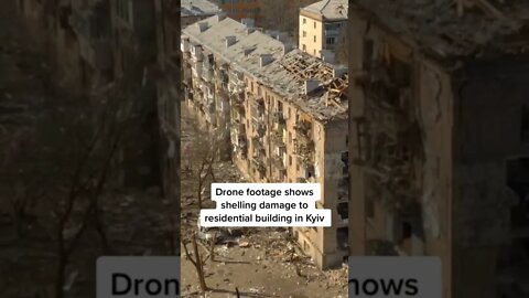 Drone footage shows extensive damage to an apartment building in #Kyiv , #Ukraine. #Russia #news