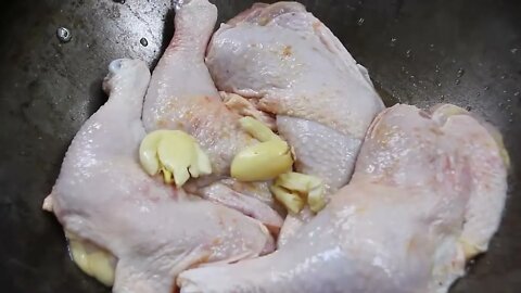 Cooking Coconut Chicken Leg Recipe eating so Yummy - Use Coconut water Cook Chicken Meat in Fry -8