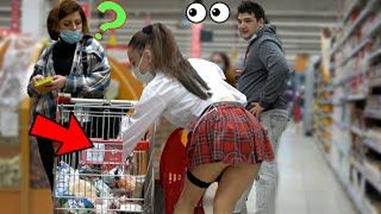 STEALING PEOPLES GROCERIES Naughty girl PRANK