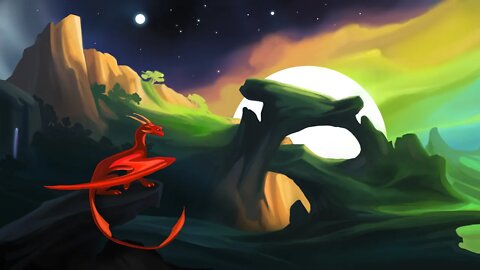Red Dragon View | Fantasy Time-Lapse Painting