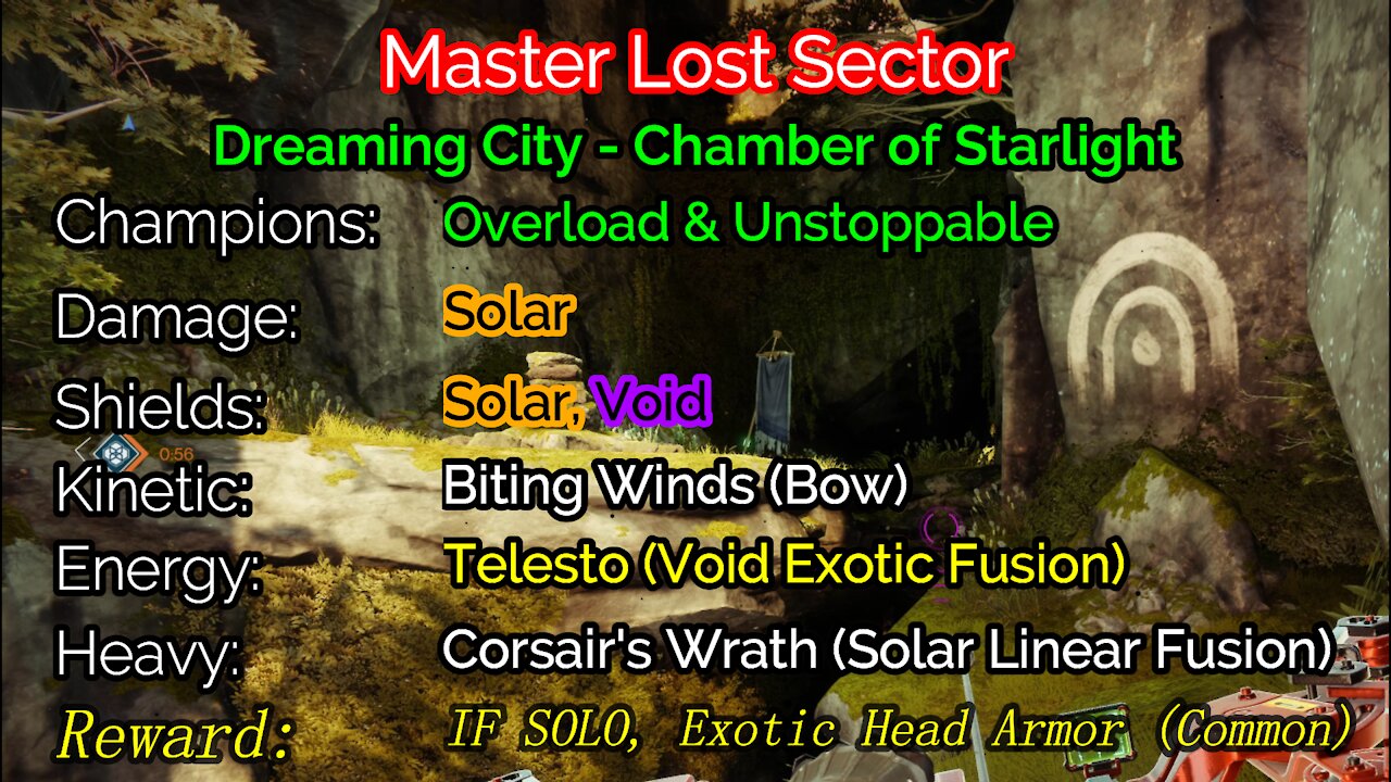Destiny 2, Master Lost Sector, Chamber of Starlight on the Dreaming City 11-22-21