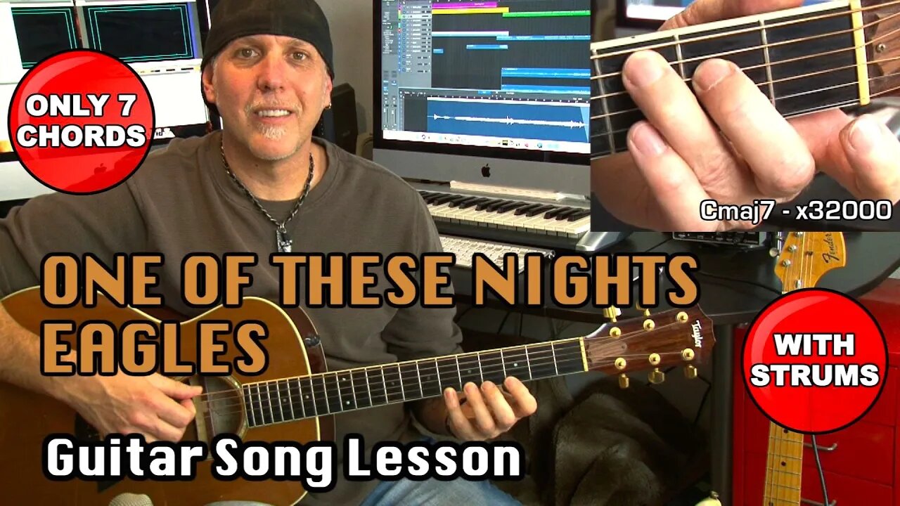 Eagles One Of These Nights acoustic guitar song lesson with strums