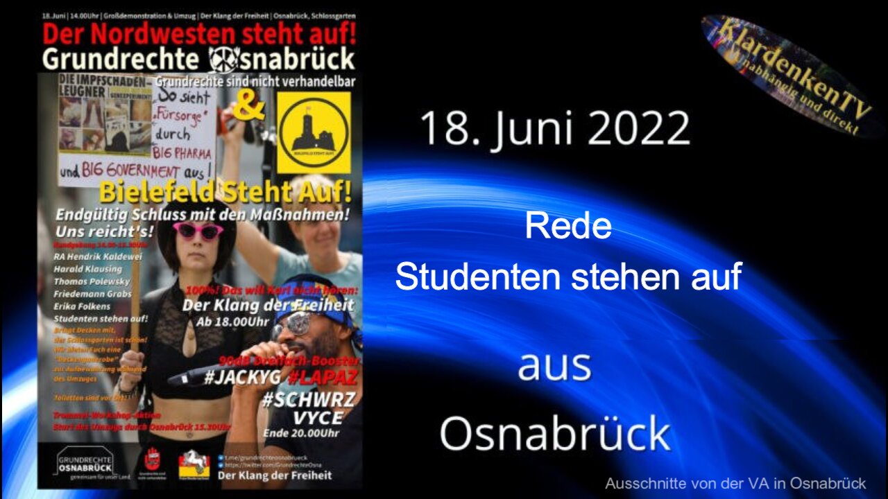 ➡️ Rede von "Studenten stehen auf" 💥 IMPRESSIONEN von der Veranstaltung in Osnabrück am 18.06.2022