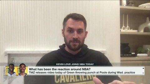 Kevin Love's reaction to the video of Draymond Green punching Jordan Poole