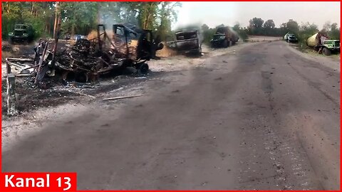 In Kursk, Russian equipment convoy was destroyed, they were going to install pontoon bridges...