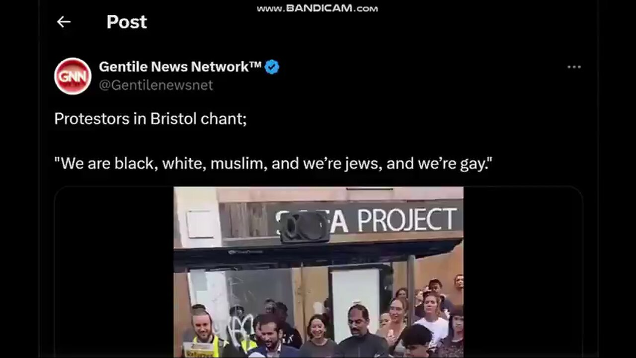 Protestors in Bristol chant We are black white muslim and we’re jews, and we’re gay