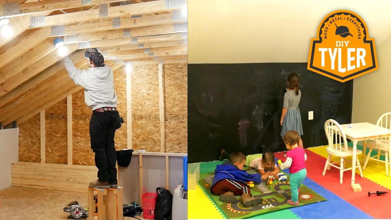 Turning an Attic into a Playroom with a GIANT Chalkboard!