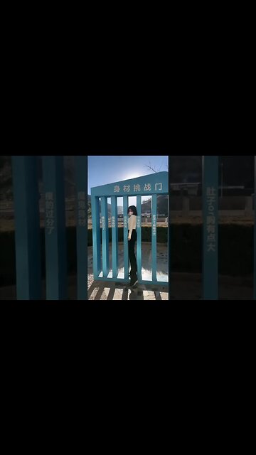 Tall Chinese Girl Goes Though The Size Checker Can She Make It All The Way