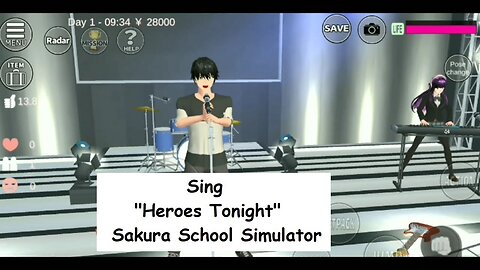 Sing "Heroes Tonight" in sakura school simulator