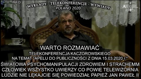 ŚWIATOWA PSYCHOMANIPULACJA ZDROWIEM I STRACHEM. CZŁOWIEK WSZYSTKO UWIERZY CO POWIE TELEWIZORNIA. LUDZIE NIE LĘKAJCIE SIĘ POWIEDZIAŁ PAPIEŻ JAN PAWEŁ II.