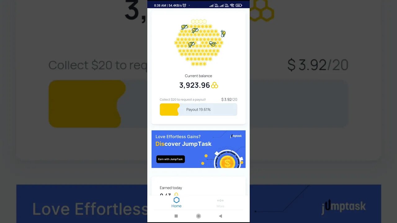 honeygain $3.93 #earningapps #shorts #ytshorts #terabox #honeygain #weekend #youtubeshorts #earth