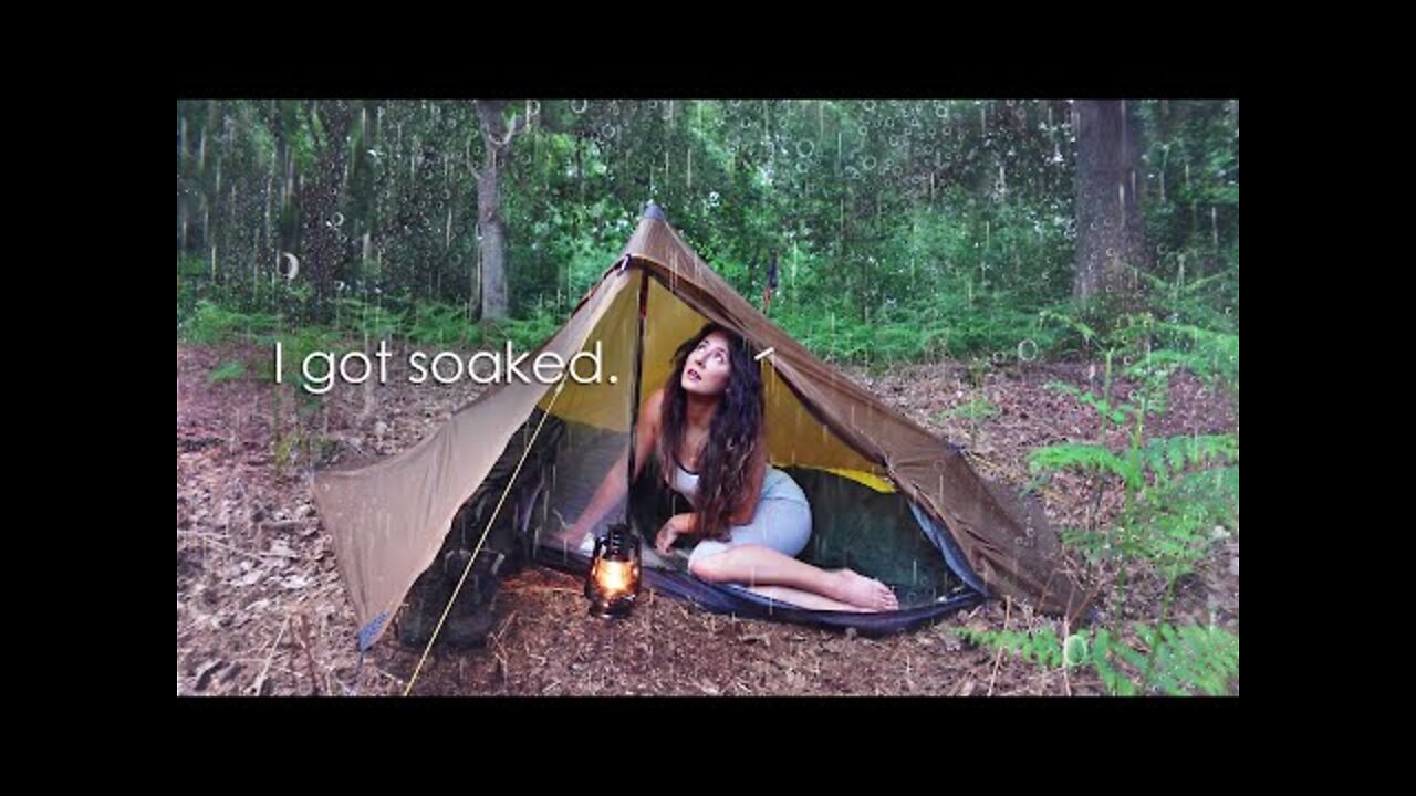 Heavy Rain Wild Camping in Budget Superlight Hiking Tent.