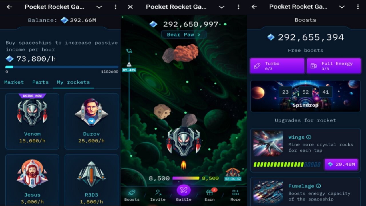 Pocket Rocket Game Crypto Mining Bot | Start Mining Crystals For Free