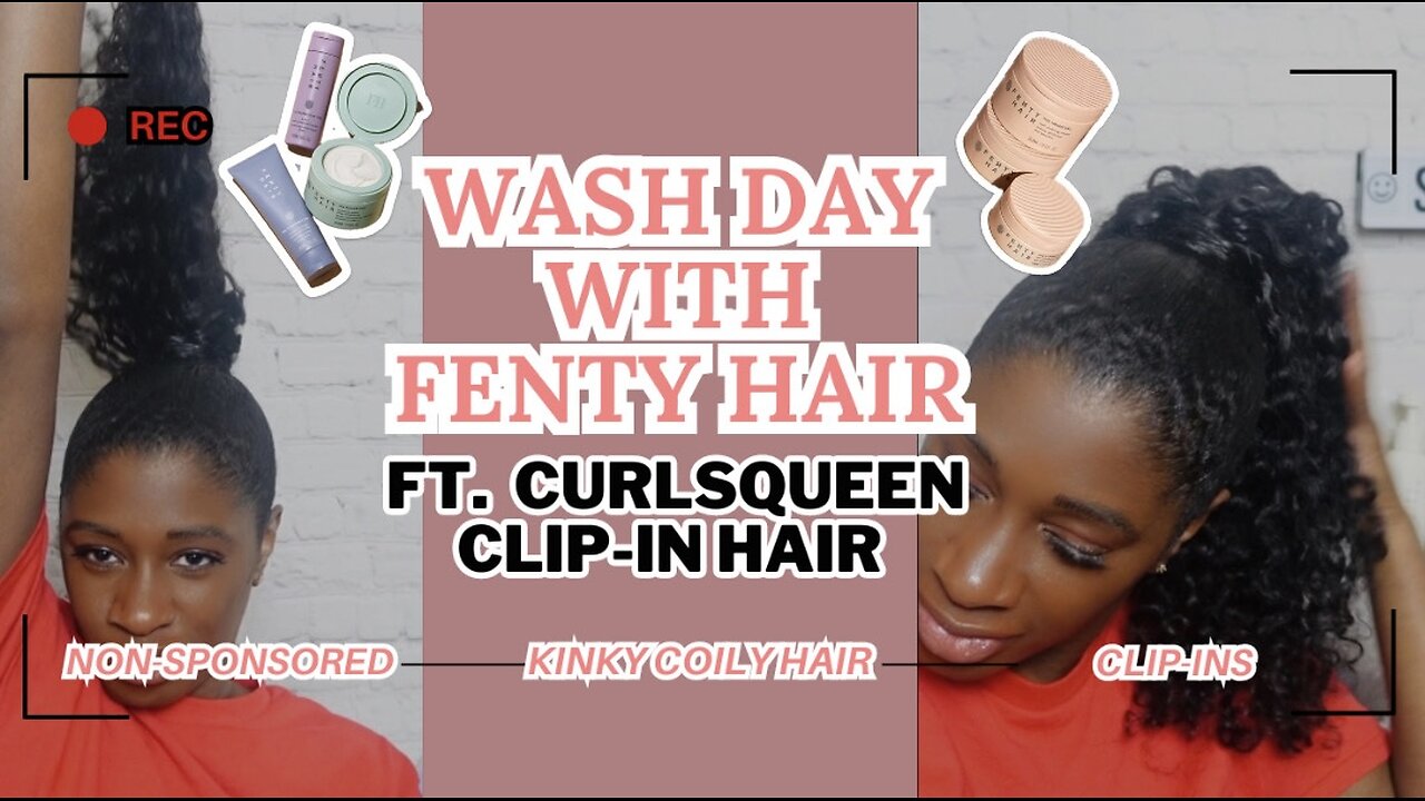 Clip-In Ponytail using Fenty Hair Products | Wash Day | Tight Textured Hair