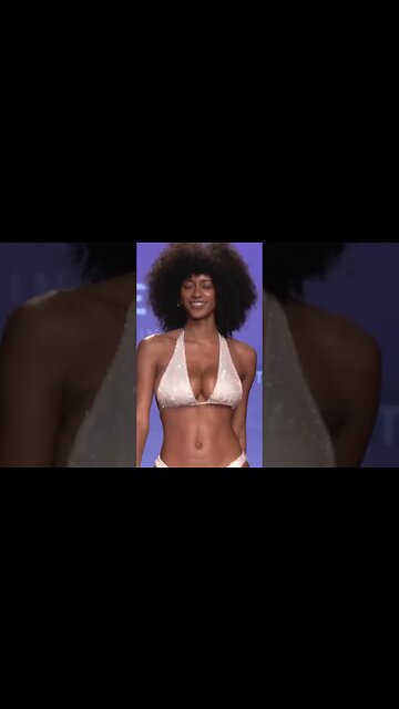 Model Briana Smith in white glitter bikini by Neena Swim 2023 #miamifashionweek