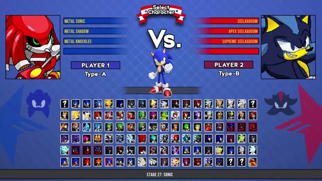 Metal Sonic & Metal Shadow &Metal Knuckles VS Seelkadoom&Apex Seelkadoom&SupremeI SonicBattleMUGENHD