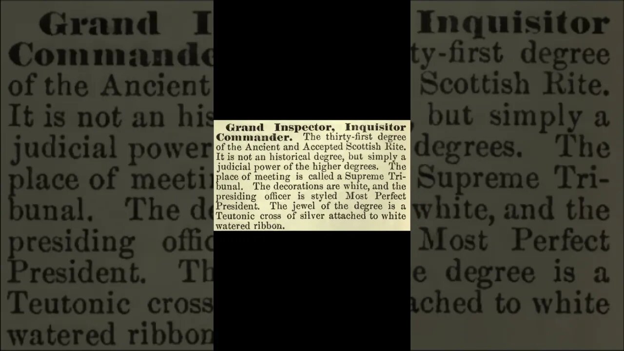 Grand Inspector, Inquisitor Commander: Encyclopedia of Freemasonry By Albert G. Mackey