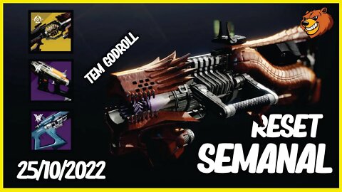DESTINY 2 │ RESET SEMANAL TEM GODROLL CONFIRA 25/10/2022