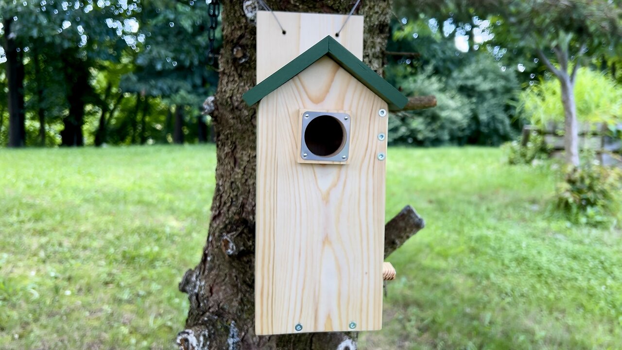 Garden Birdhouse with Metal Predator Guard Outdoor Wooden Bird house Bluebird Cardinal Swallow Finch