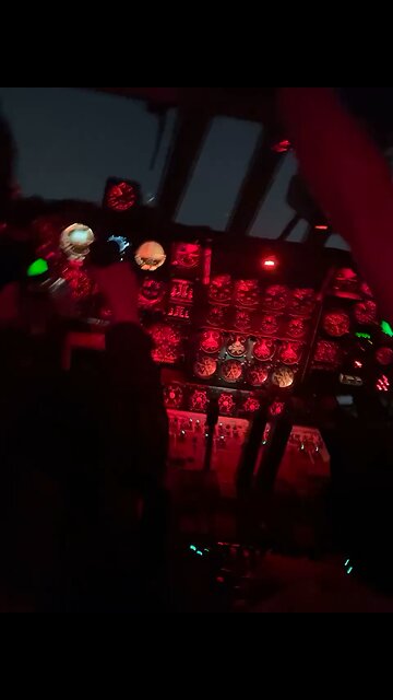 Footage from inside cockpit in cumulus clouds