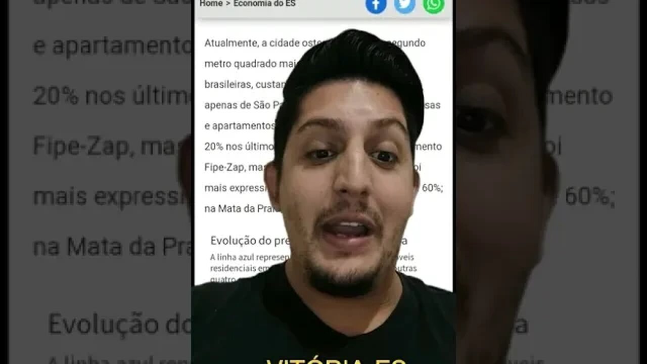 O metro quadrado de imóveis em Vitória está mais valorizado do que São Paulo