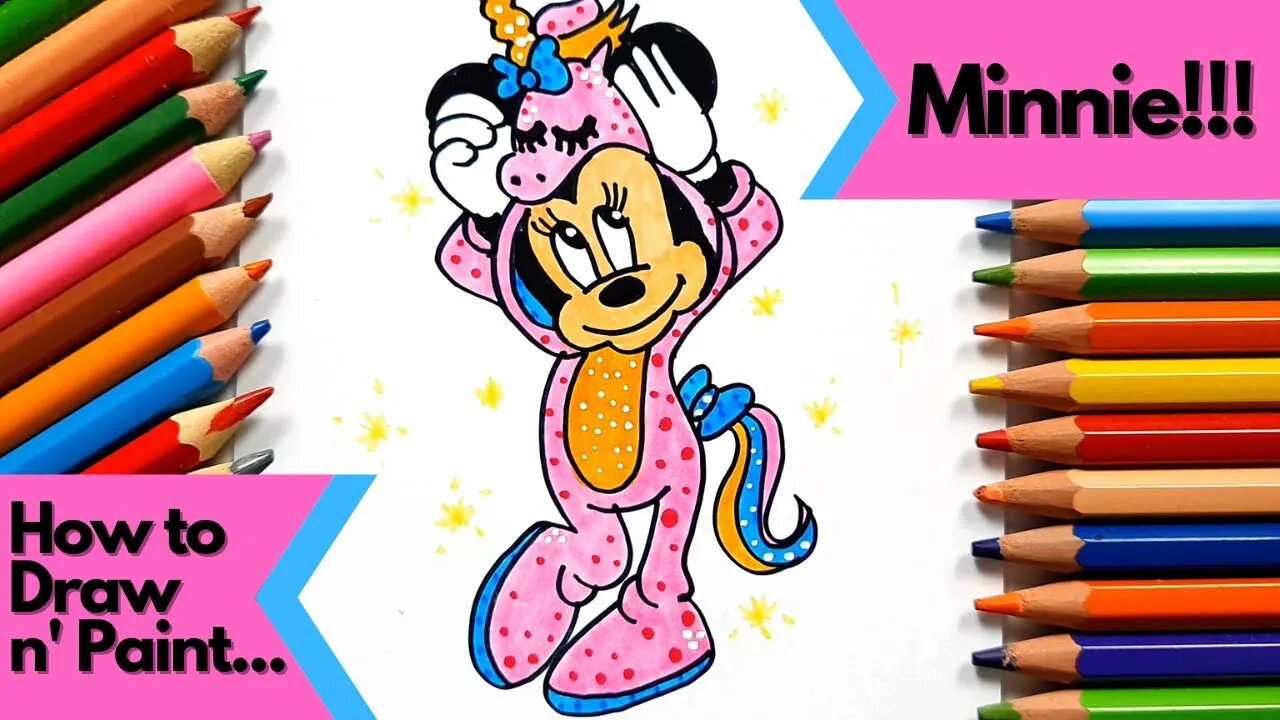 How to draw and paint Minnie Halloween Special Unicorn Pajamas
