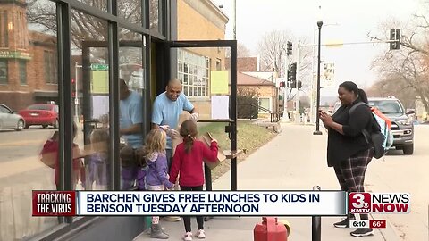 Barchen gives free lunches to kids in Benson Tuesday afternoon