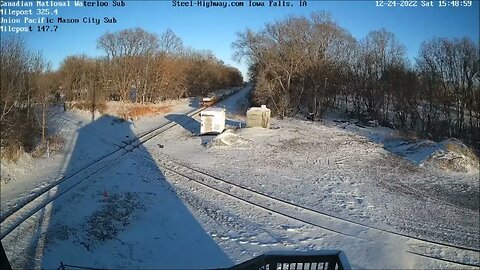 Snowplow on CN L570 Manifest at Iowa Falls and Cedar Falls, IA on December 24, 2022