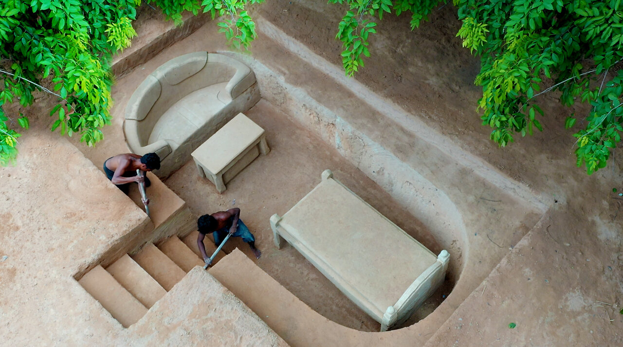 Building The Most Creative Private Underground Living Room In Underground House