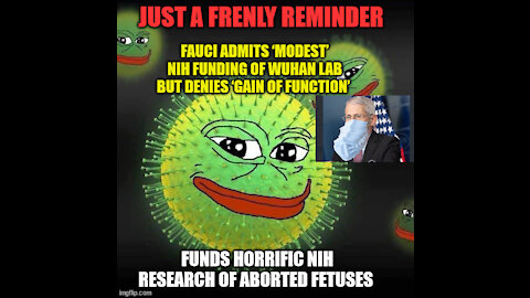 Fauci admits NIH funding, NIH funded horrific tests on aborted fetuses!