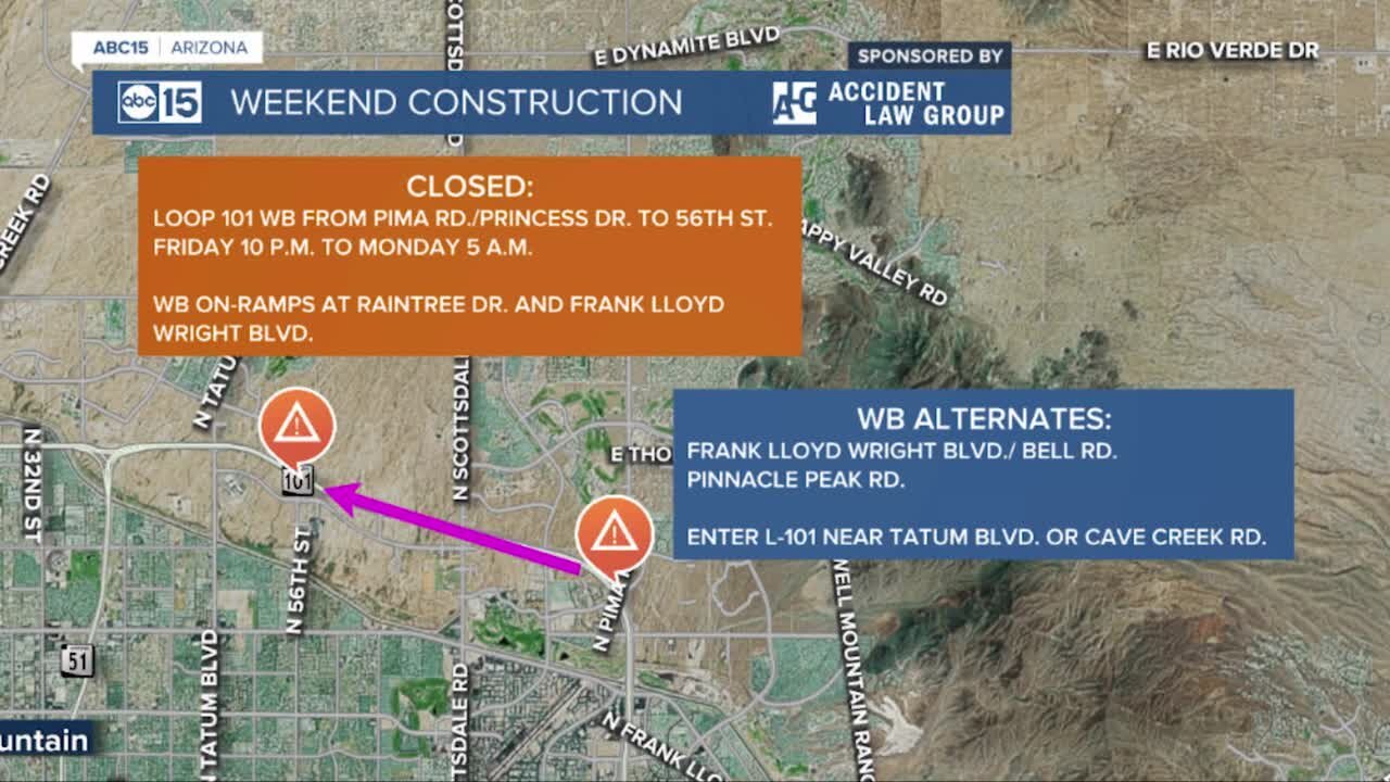 Weekend Construction: Closure on Loop 101, and lanes reduced on I-10