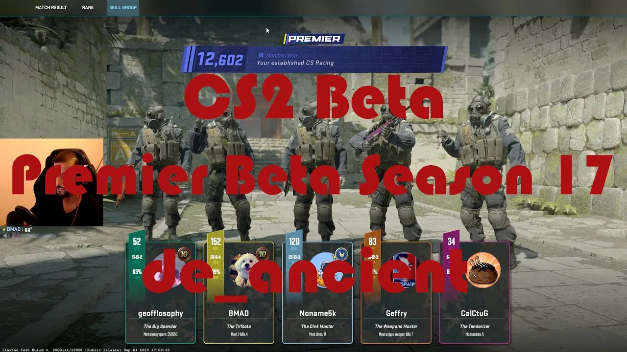1 Away From Rank Reveal! CS2 Beta - Premier Matchmaking 17 - Beta Season - de_ancient