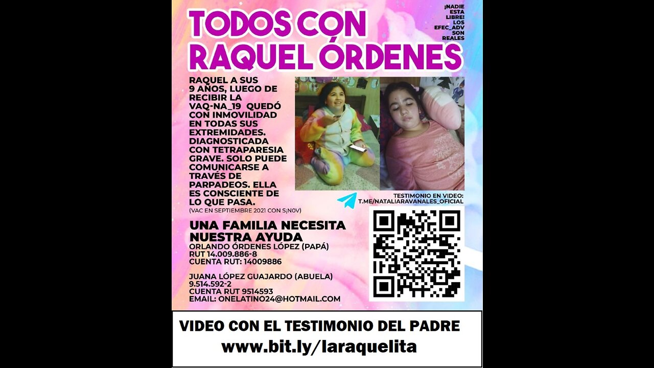 Verdad y Justicia Chile - El caso de Raquel de 9 vegetal por la Vacuna con COVID 19