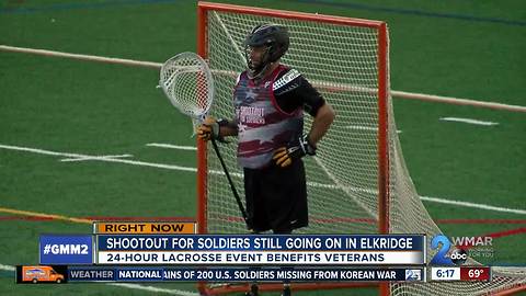 Lacrosse players of all ages play for 24 hours to benefit veterans