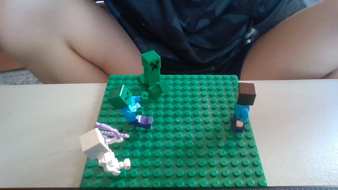 different lego mobs attacking steve