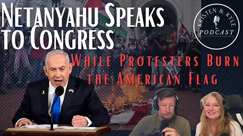 BIBI NETANYAHU SPEAKS TO CONGRESS WHILE PROTESTERS BURN THE AMERICAN FLAG OUTSIDE