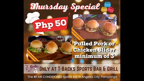 T-Backs Sports Bar and Grill Sports Schedule and Sliders special for Thursday Sept 12, 2024