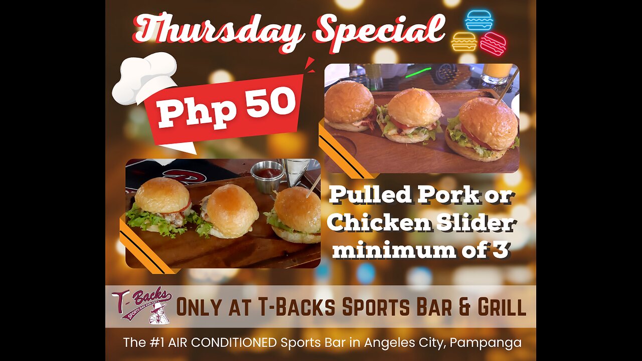T-Backs Sports Bar and Grill Sports Schedule and Sliders special for Thursday Sept 12, 2024