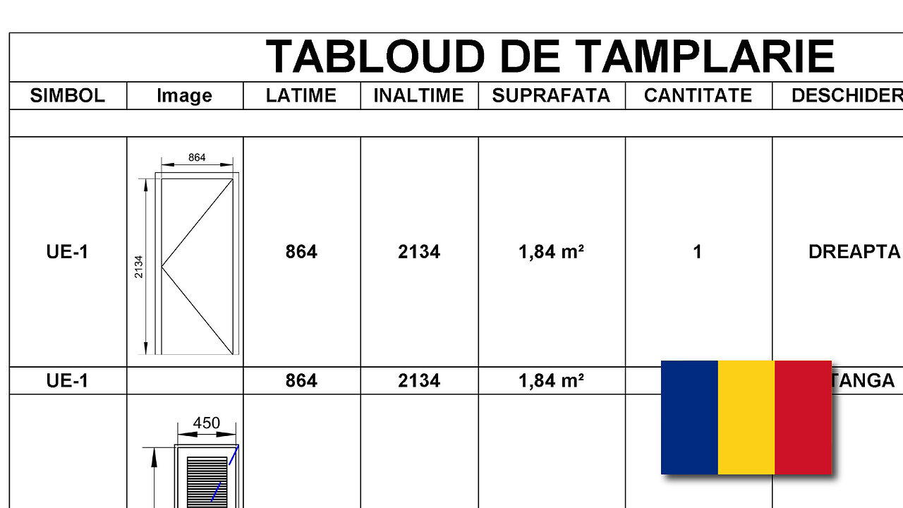 TABLOU TAMPLARIE in Revit (+ Functia de Etichetare)