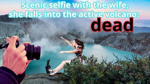 📸 Dramatic selfie with wife on a tree, she falls into an active volcano: dead! ⚰