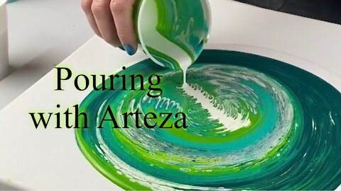 (60) Straight Cloud Pour with Arteza Acrylics and DecoArt Satin Enamel -Acrylic Pouring