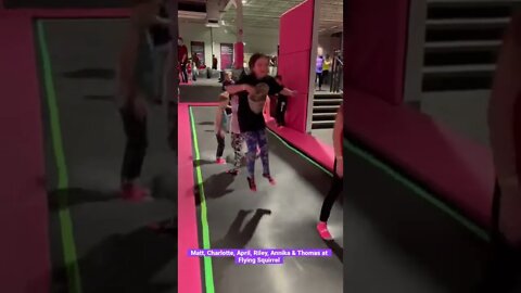 The gang jumping together at Flying Squirrel in Ottawa. Life is finally getting back to normal!