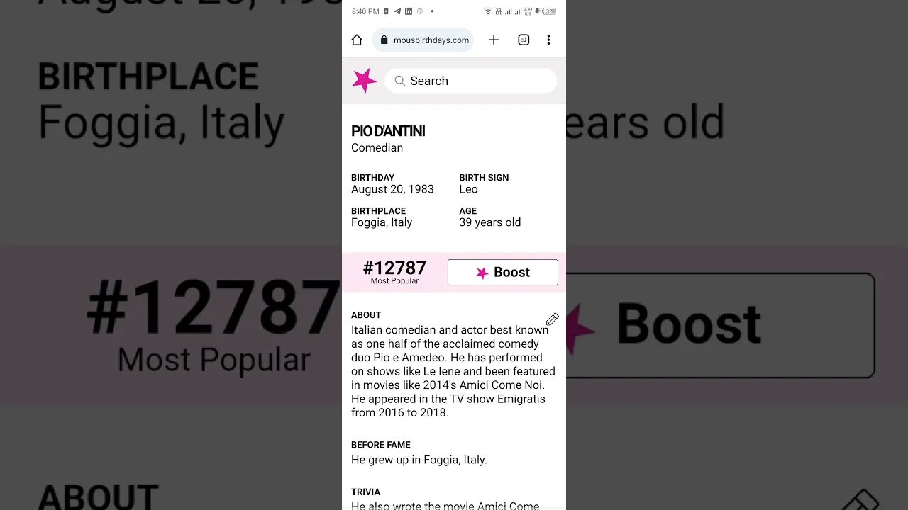 HAPPY 36 BIRTHDAY PIO D'ANTINI Comedian