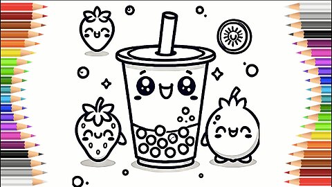 How to Draw a Cute Bubble Tea with Strawberries | Easy Drawing Tutorial for Kids