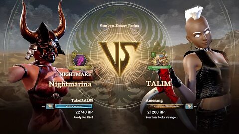Nightmarina (TakeDatL09) VS Talim (Amesang) (SoulCalibur™ VI: Online)