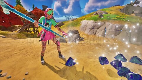 USE SUA FERRAMENTA DE COLETA PARA EXTRAIR PEDAÇOS DE MINERIOS CINETICOS - FORTNITE