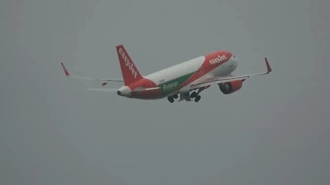 Europcar Livery easyJet A20N Departs Gibraltar, 10 August 2022, G-UZLF