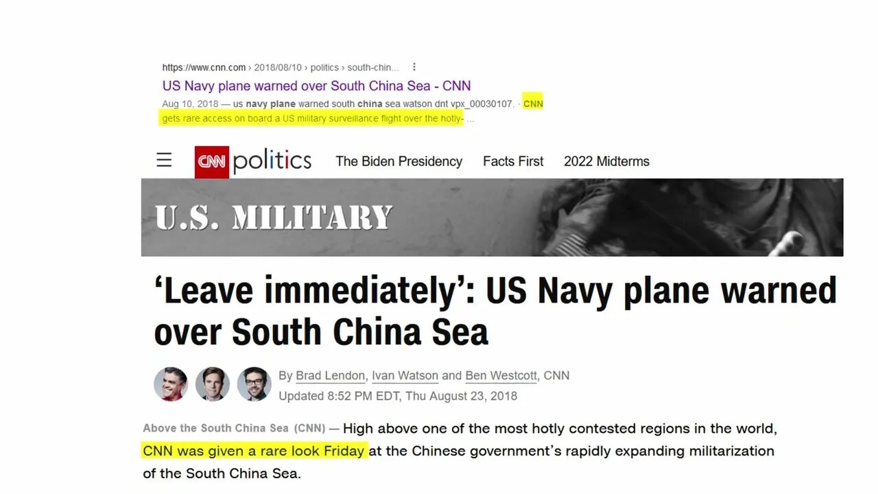 CNN has a history of going on "exclusive" Navy plane trips near China