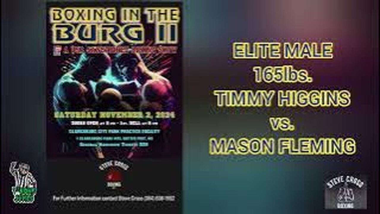 BOXING in the BURG 2!!! ELITE MALE 165lbs. TIMMY HIGGINS vs. MASON FLEMING!!!