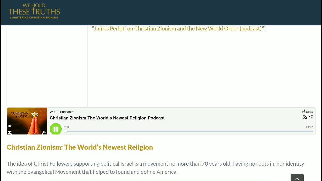 christian zionists - the worlds newest religion